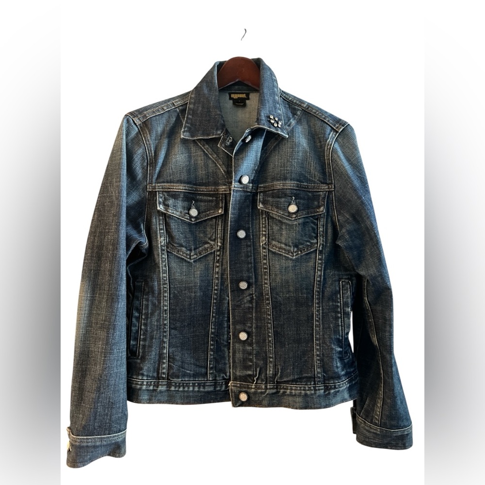 Manuel Cropped Denim Jacket L Dark Wash Western Trucker Stretch Classic